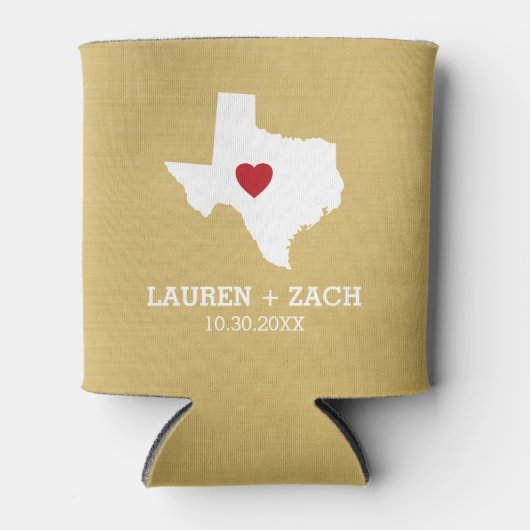 Home State Map Art - Custom Wedding Texas Blikjeskoeler (Voorkant)