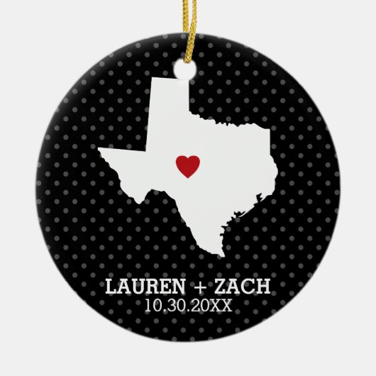 Home State Map Art - Custom Wedding Texas Keramisch Ornament (Voorkant)