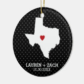 Home State Map Art - Custom Wedding Texas Keramisch Ornament (Links)
