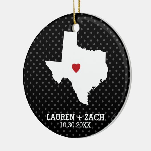 Home State Map Art - Custom Wedding Texas Keramisch Ornament (Links)