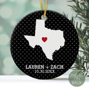 Home State Map Art - Custom Wedding Texas Keramisch Ornament