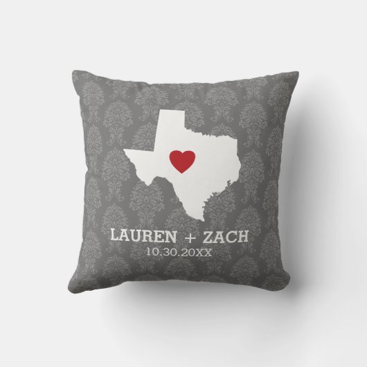 Home State Map Art - Custom Wedding Texas Kussen (Achterkant)
