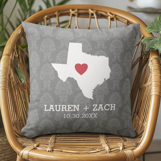 Home State Map Art - Custom Wedding Texas Kussen
