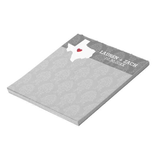 Home State Map Art - Custom Wedding Texas Notitieblok (Linkerzijde)