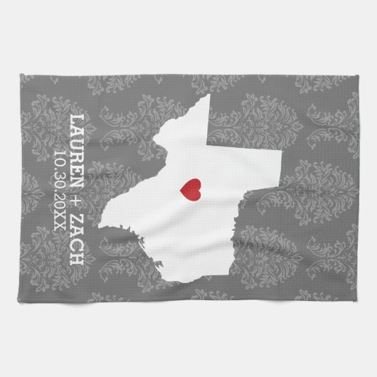 Home State Map Art - Custom Wedding Texas Theedoek (Horizontaal)