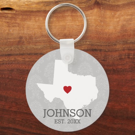 Home State Map Art - Texas Heart Sleutelhanger (Voorkant)