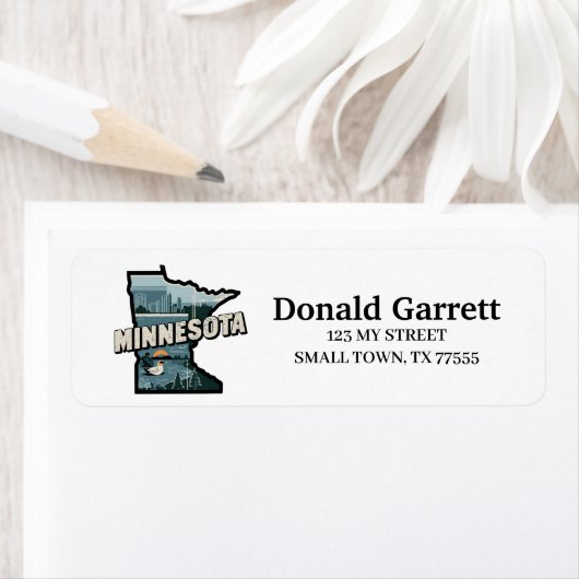Home State Minnesota Retro Kleurenadres Etiket (Insitu)