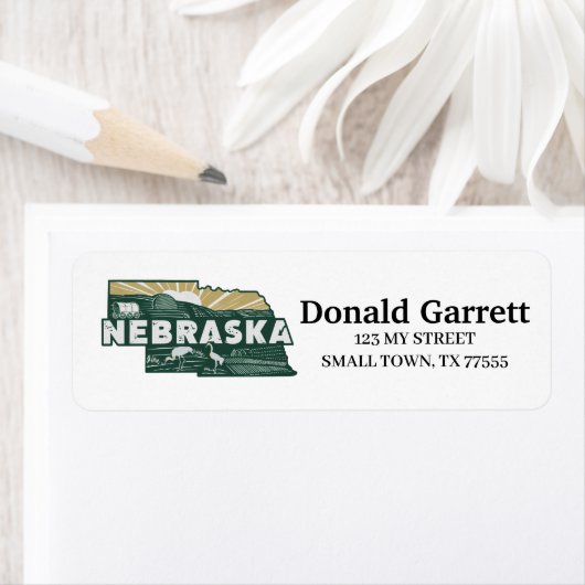 Home State Nebraska Retro Kleurenadres Etiket (Insitu)