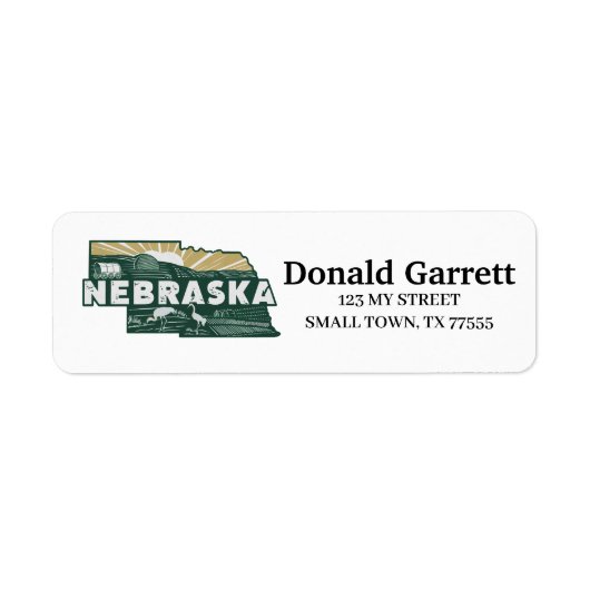 Home State Nebraska Retro Kleurenadres Etiket (Voorkant)