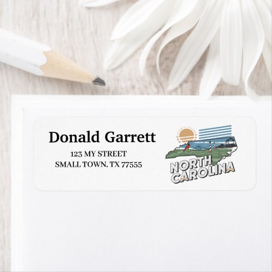 Home State North Carolina Retro Kleurenadres Etiket (Insitu)