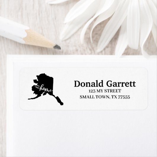 Home State Outline Heart Alaska Adres Etiket (Insitu)