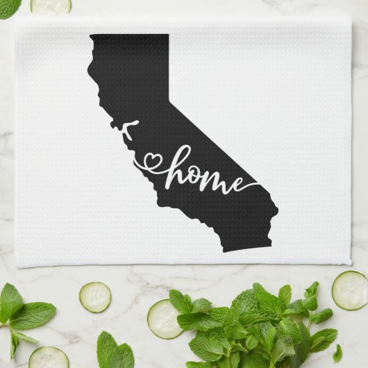 Home State Outline Heart California Kitchen Towel Theedoek (Gevouwen)
