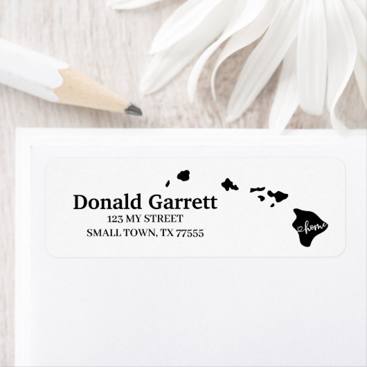 Home State Outline Heart Hawaii Adres Etiket (Insitu)