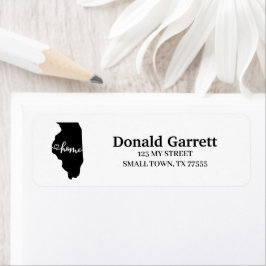 Home State Outline Heart Illinois Adres Etiket