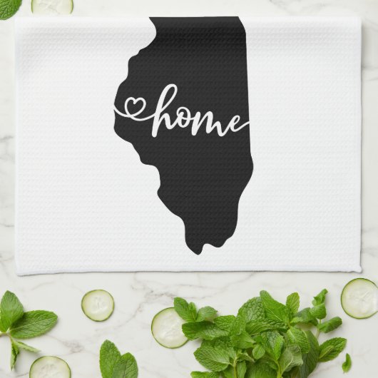 Home State Outline Heart Illinois Kitchen Towel Theedoek (Gevouwen)