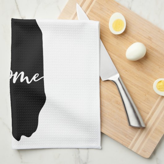 Home State Outline Heart Illinois Kitchen Towel Theedoek (Quarter Fold)