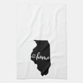 Home State Outline Heart Illinois Kitchen Towel Theedoek (Verticaal)