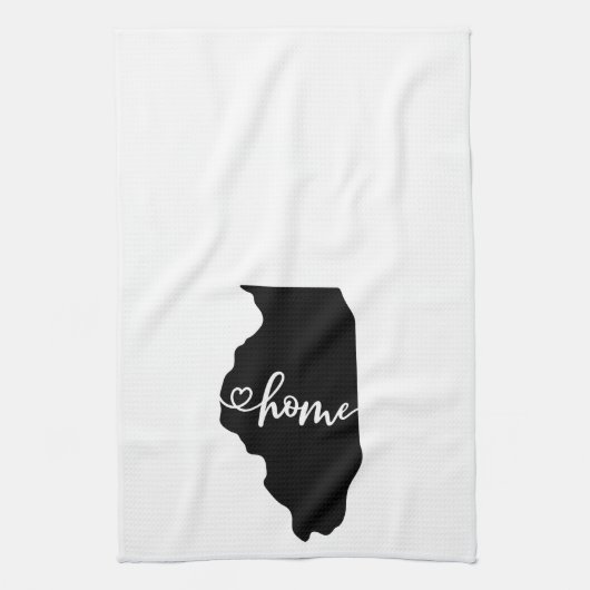 Home State Outline Heart Illinois Kitchen Towel Theedoek (Verticaal)