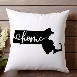 Home State Outline Heart Massachusetts Kussen