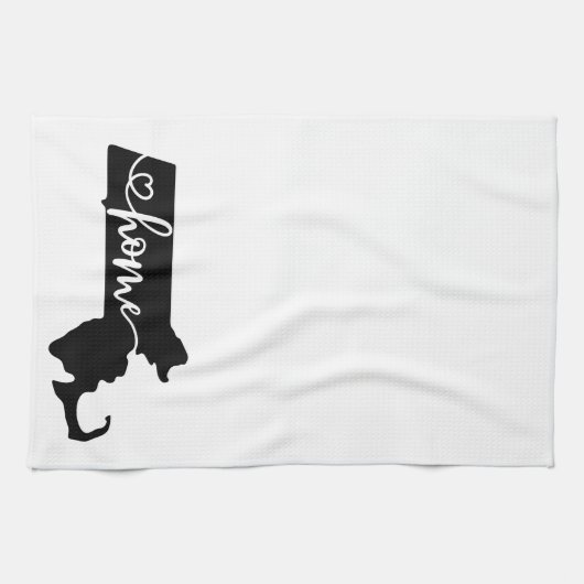 Home State Outline Heart Massachusetts Theedoek (Horizontaal)