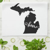 Home State Outline Heart Michigan Kitchen Towel Theedoek (Gevouwen)