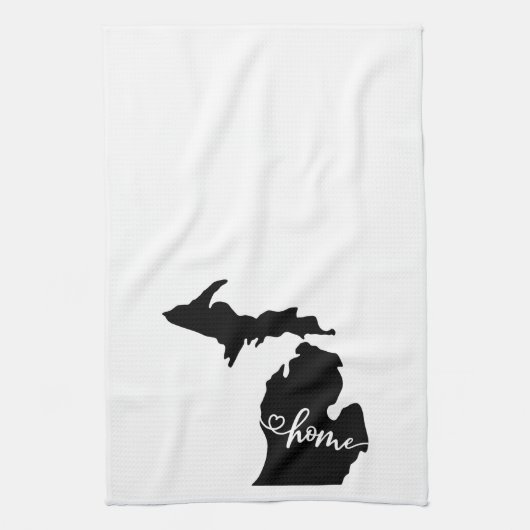 Home State Outline Heart Michigan Kitchen Towel Theedoek (Verticaal)
