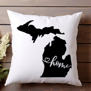 Home State Outline Heart Michigan Kussen