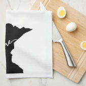 Home State Outline Heart Minnesota Theedoek (Quarter Fold)