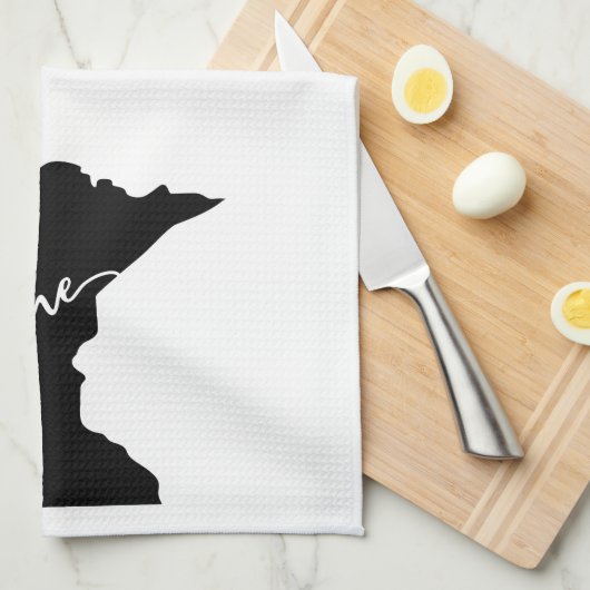 Home State Outline Heart Minnesota Theedoek (Quarter Fold)