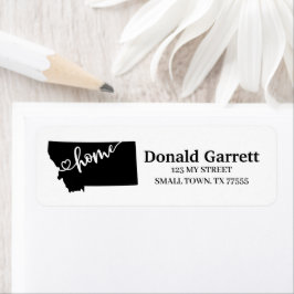 Home State Outline Heart Montana Adres Etiket