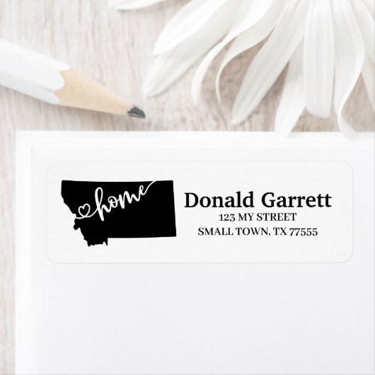 Home State Outline Heart Montana Adres Etiket (Insitu)