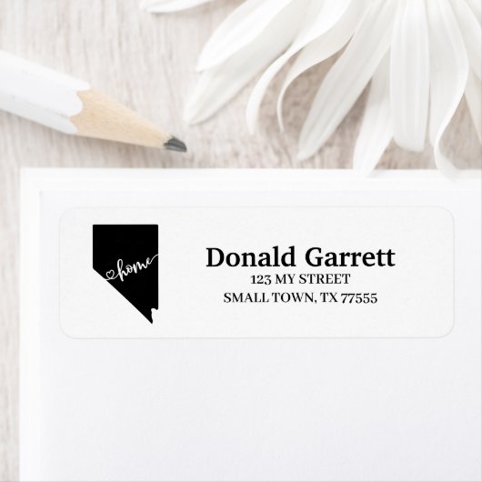 Home State Outline Heart Nevada Adres Etiket (Insitu)