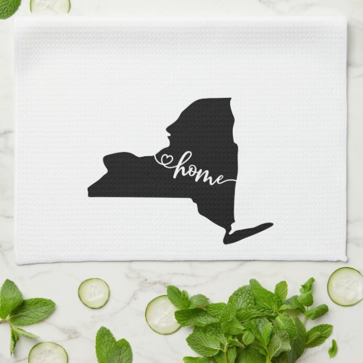 Home State Outline Heart New York Theedoek (Gevouwen)