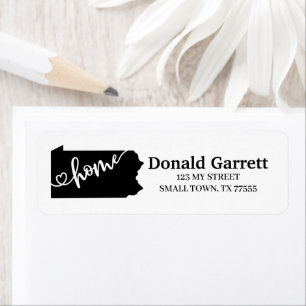 Home State Outline Heart Pennsylvania Adres Etiket