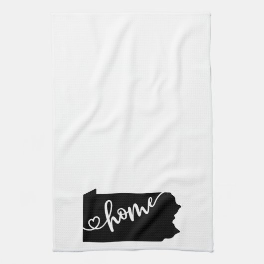 Home State Outline Heart Pennsylvania Theedoek (Verticaal)