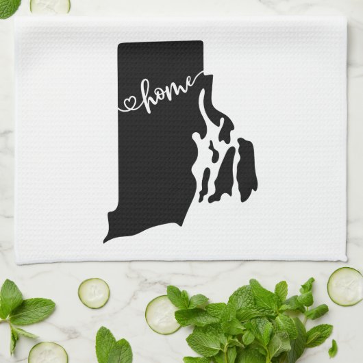 Home State Outline Heart Rhode Island Theedoek (Gevouwen)