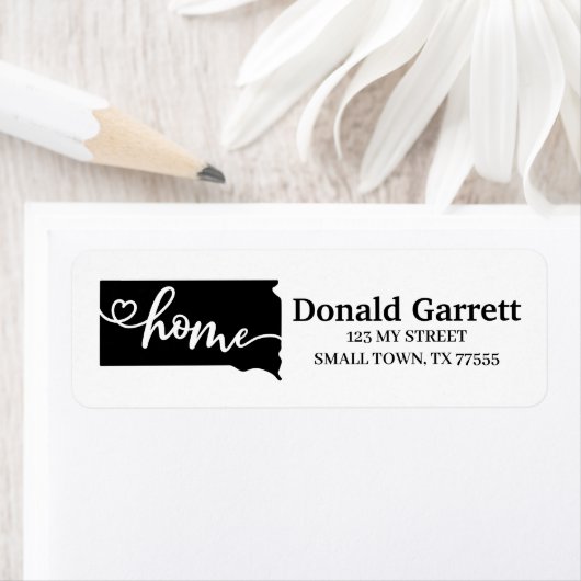 Home State Outline Heart South Dakota Adres Etiket (Insitu)