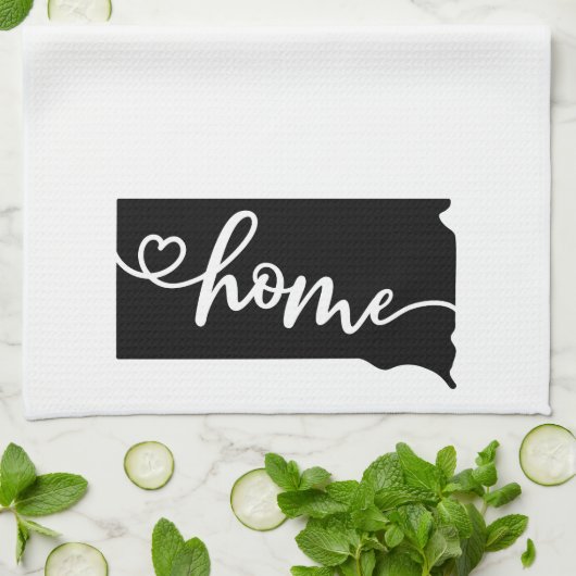 Home State Outline Heart South Dakota Theedoek (Gevouwen)