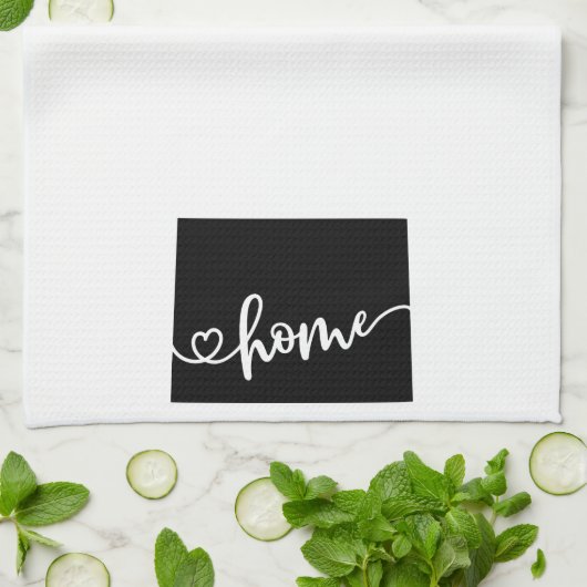 Home State Outline Heart Wyoming Theedoek (Gevouwen)