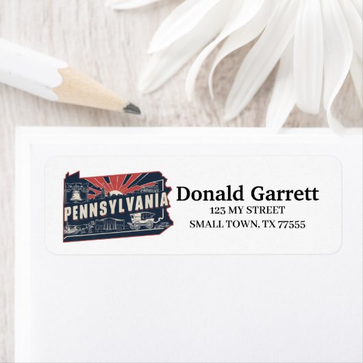 Home State Pennsylvania Retro Kleurenadres Etiket (Insitu)