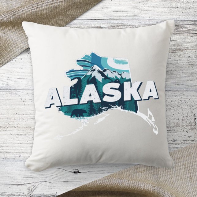 Home State Retro Kleur Alaska Kussen (Creator heeft geüpload)