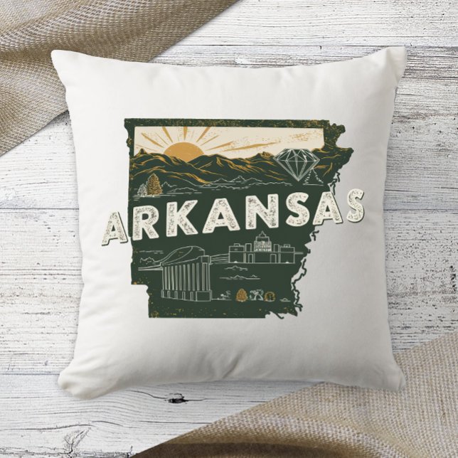 Home State Retro Kleur Arkansas Kussen (Creator heeft geüpload)