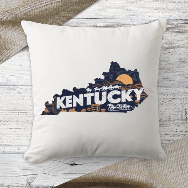 Home State Retro Kleur Kentucky Kussen (Creator heeft geüpload)