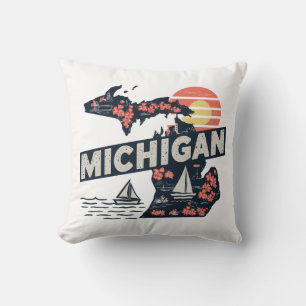 Home State Retro Kleur Michigan Kussen