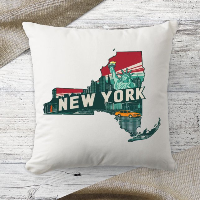 Home State Retro Kleur New York Kussen (Creator heeft geüpload)