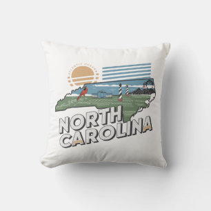 Home State Retro Kleur Noord-Carolina Kussen