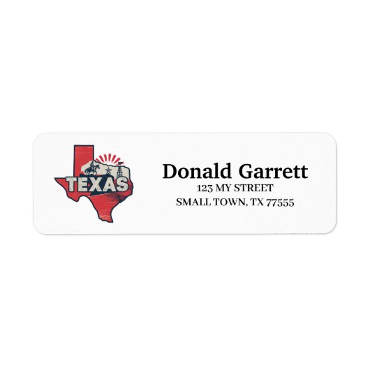 Home State Texas Retro Kleurenadres Etiket (Voorkant)