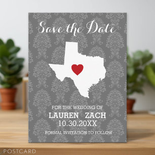 Home State Wedding Save the Date Texas Aankondigingskaart