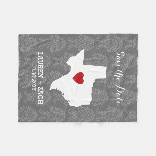 Home State Wedding Save the Date Texas Fleece Deken (Voorkant (Horizontaal))