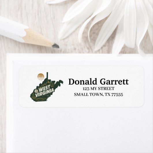 Home State West Virginia Retro Kleurenadres Etiket (Insitu)